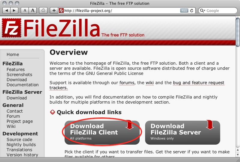 Filezilla scherm 1
